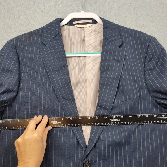 Brooks Brothers Blazer Mens Size 42 Long Tollegno 1900 Career Navy Pinst… - Picture 8 of 15